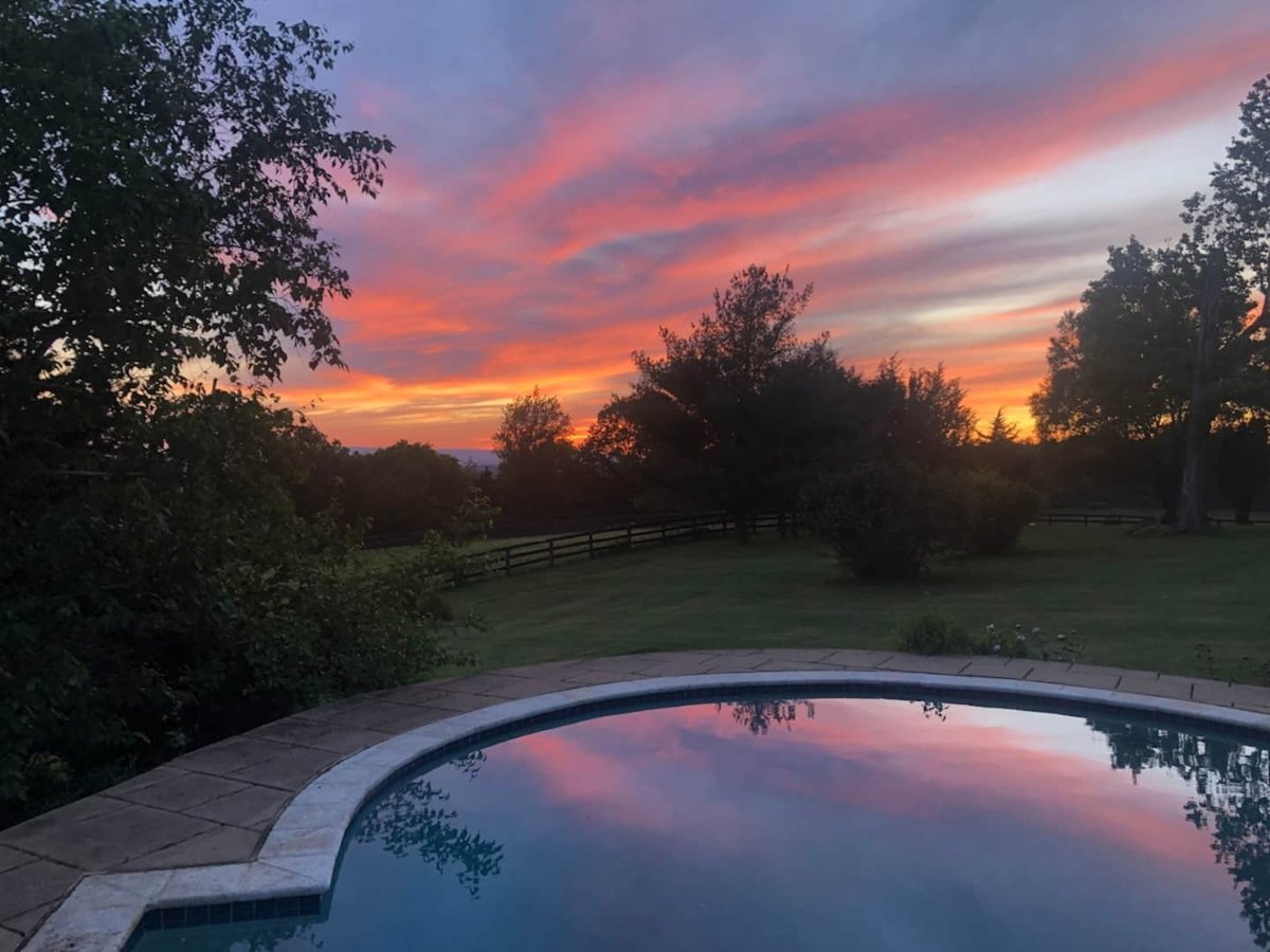 Sunset over the pool